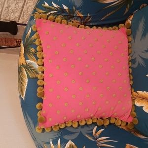 Borgata Pink and Green Square Accent Pillow 15"x15"